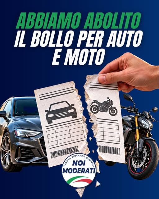 Abolito il bollo per auto e moto