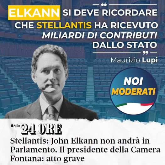  Lupi: “Elkann si deve ricordare che Stellantis ha ricevuto miliardi di contributi dallo Stato”