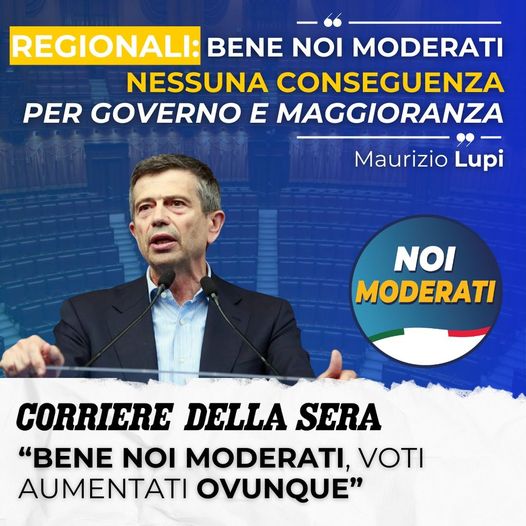  REGIONALI: “Bene Noi Moderati, nessuna conseguenza per Governo e maggioranza”